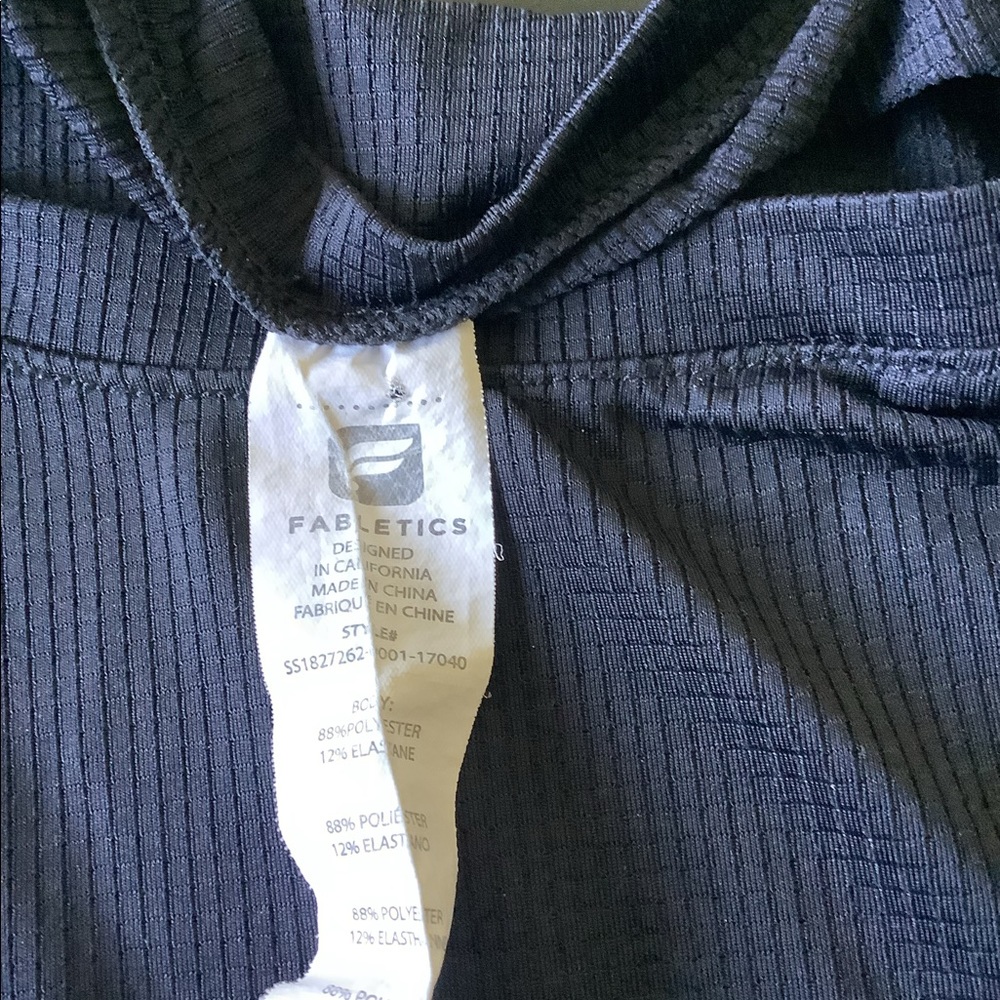Fabletics Drawstring Sleeve Black Nylon Tee Shirt… - image 5